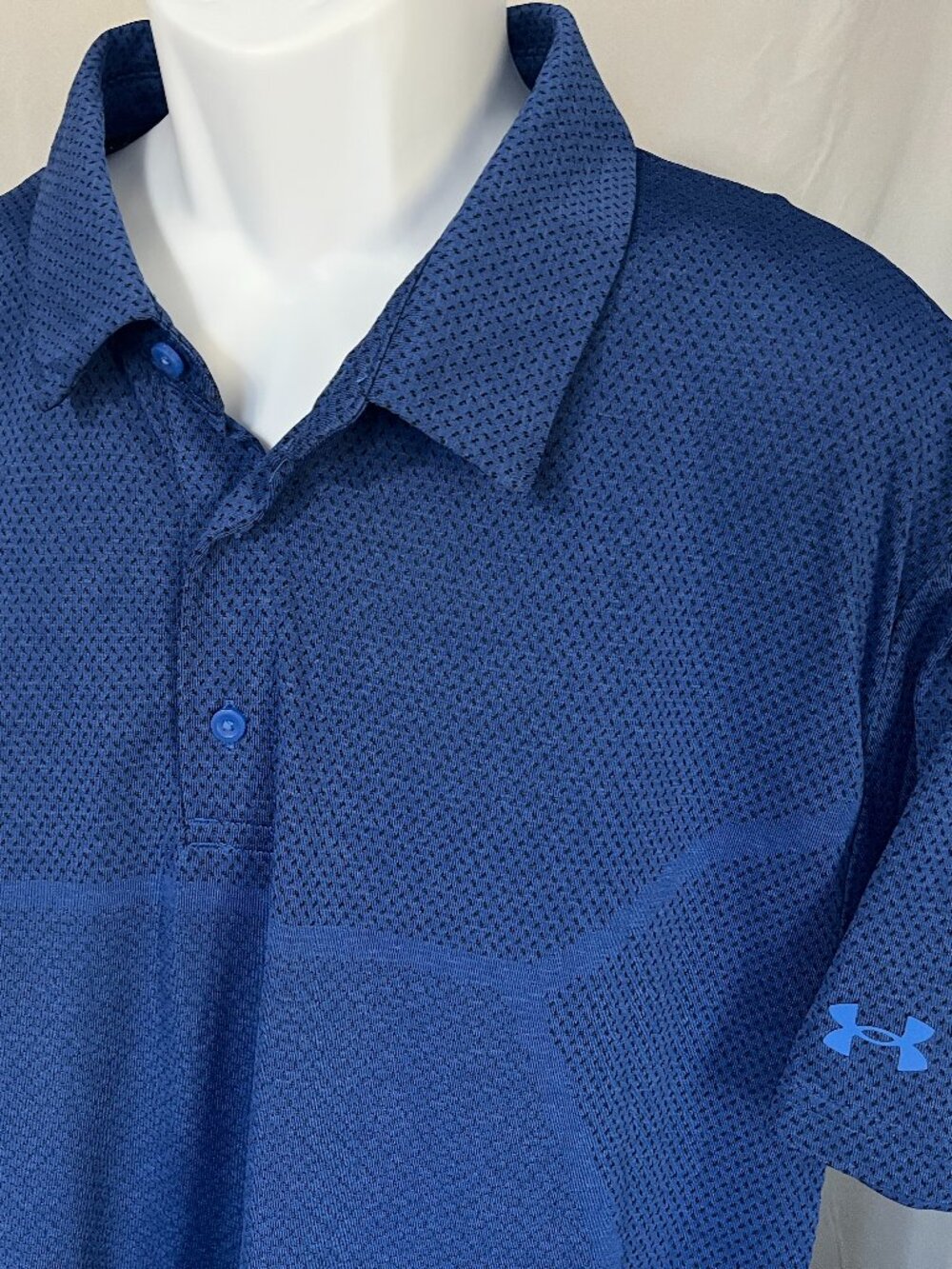 🏌️ Under Armour Men’s Blue Black Dots Golf Polo Shirt XXL EUC ⛳
